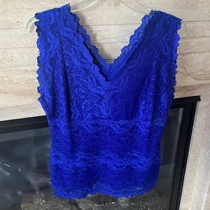 INC royal blue sleeveless lace top